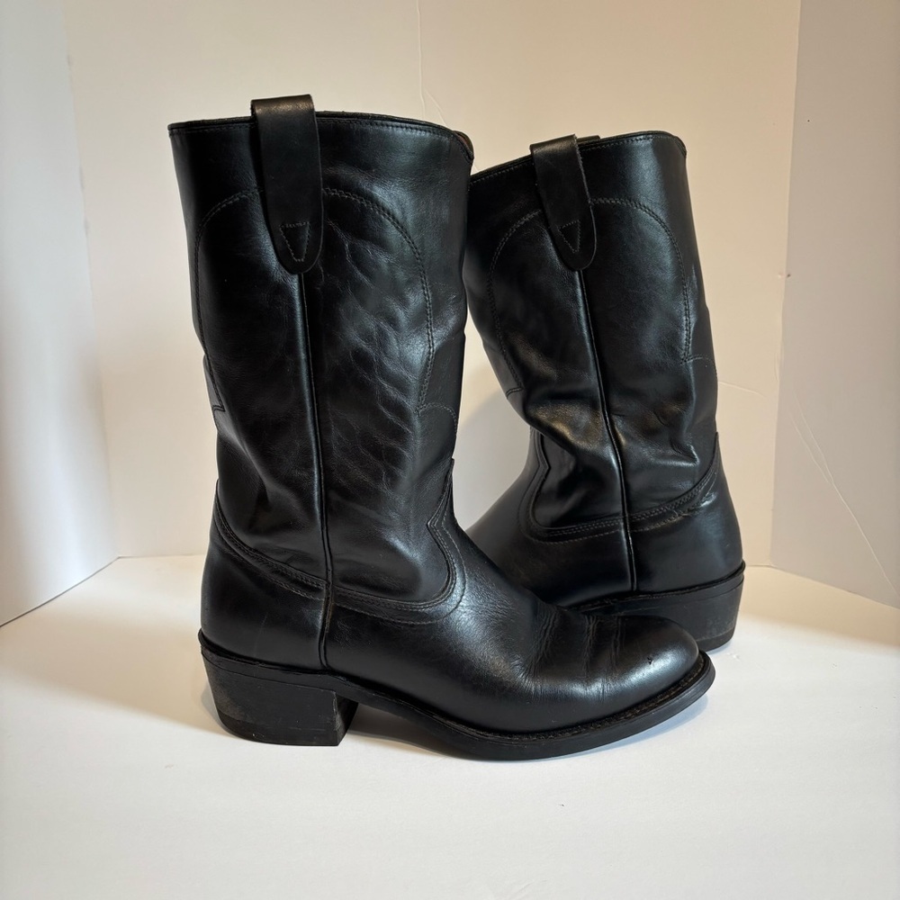 Texas 8300 Black Soft Leather Cowboy Boots Men's Size 8.5